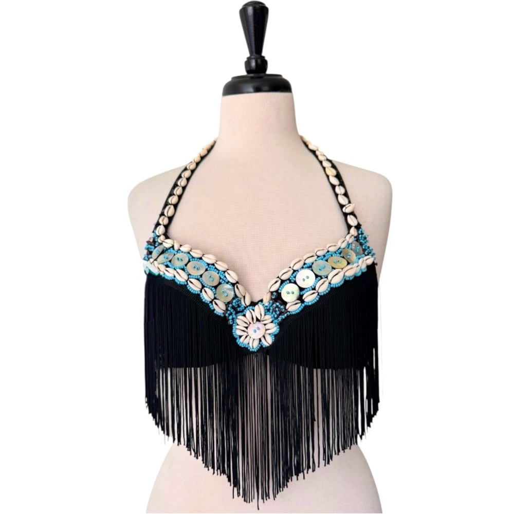 Seashell Boho Fringe Rave Coachella Festival Bra Top
